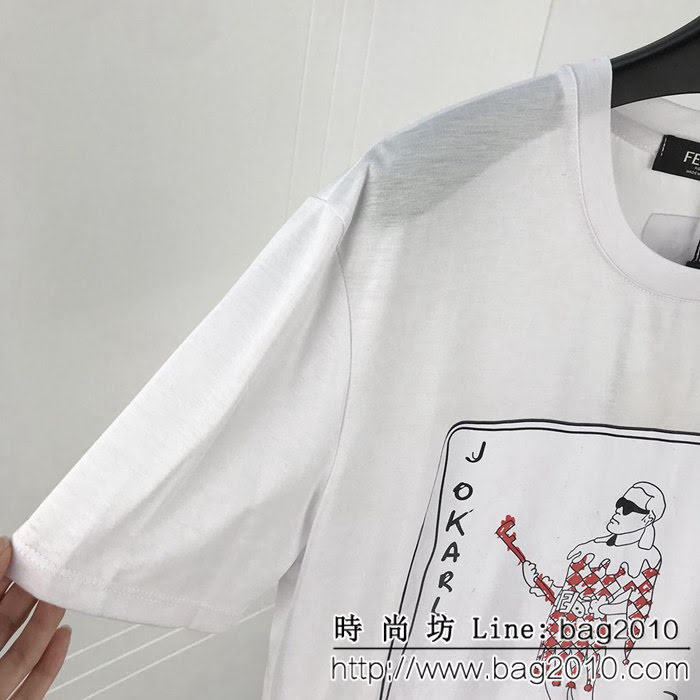FENDI芬迪 19ss新款短袖 撲克牌老佛爺印花主題 黑色兩色 男女同款 ydi2290